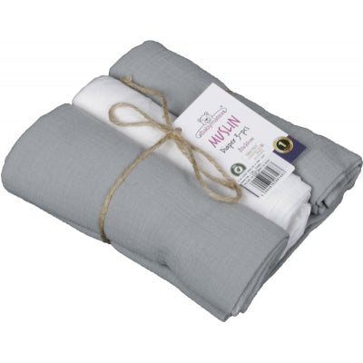 Muslino vystyklų komplektas BabyMatex Muslin 3vnt - Spalva - Pilka 70x80cm