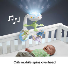 Fisher-Price karuselės projekcija ant lubų