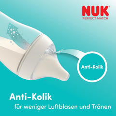 NUK Perfect Match stikliniai buteliukai kūdikiams, 4 vnt., 120 ml ir 230 ml, su silikoniniais žindukais
