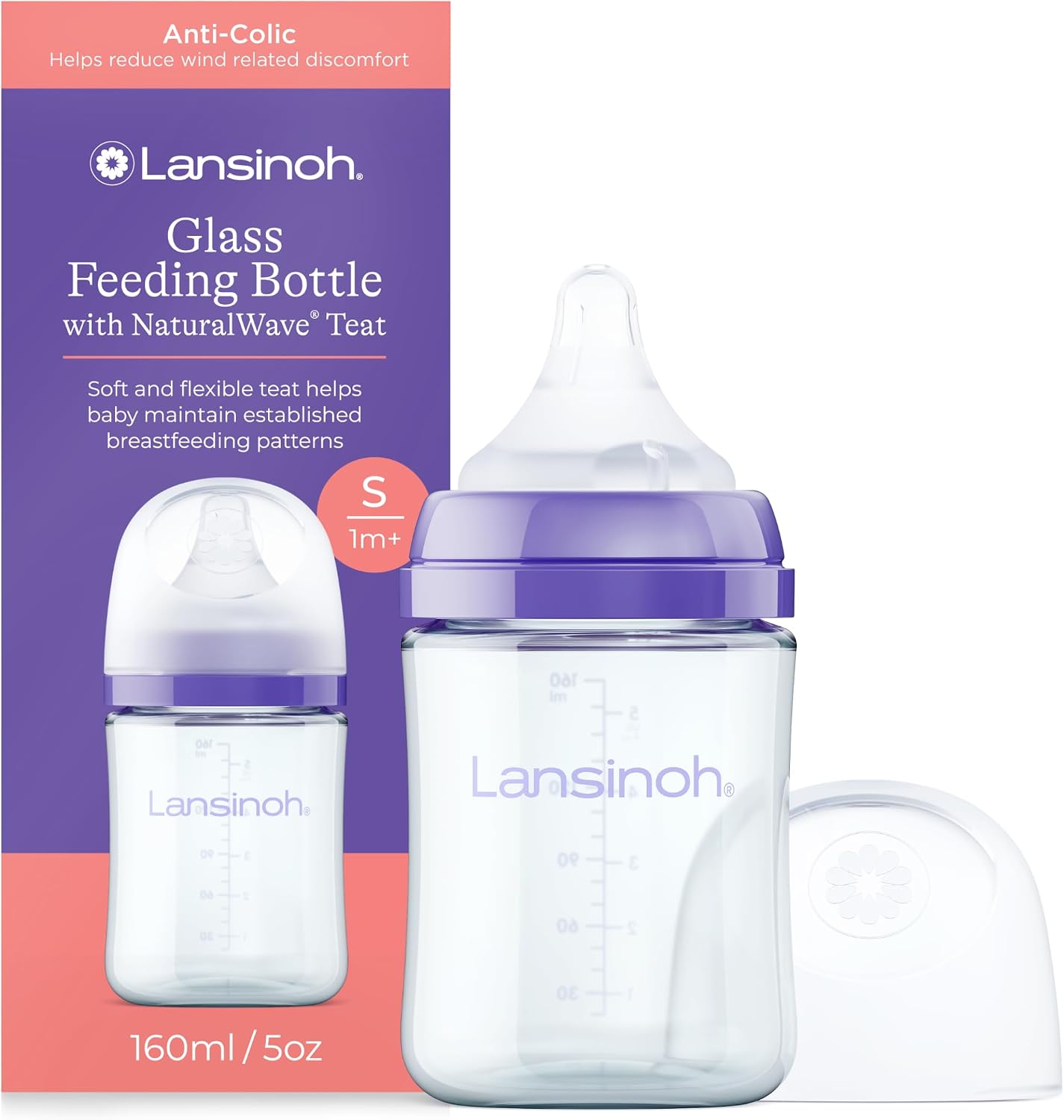 Lansinoh stiklinis maitinimo buteliukas 160 ml