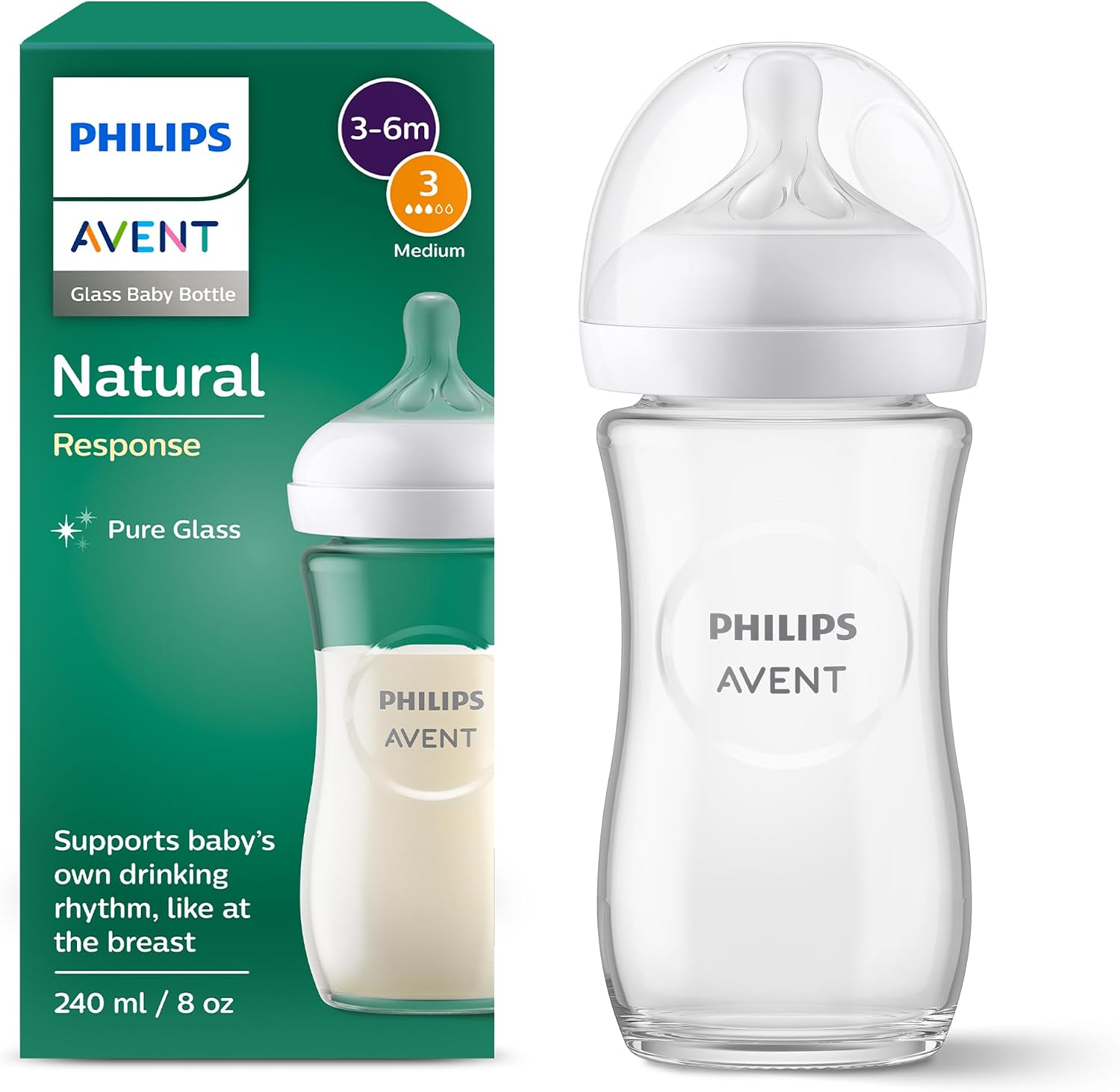 Philips Avent Natural Response stiklinis buteliukas 240 ml