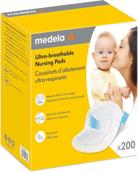 Medela Ultra breathable įklotai į liemenėlę 200vnt + DOVANA pieno laikymo maišeliai 4vnt.