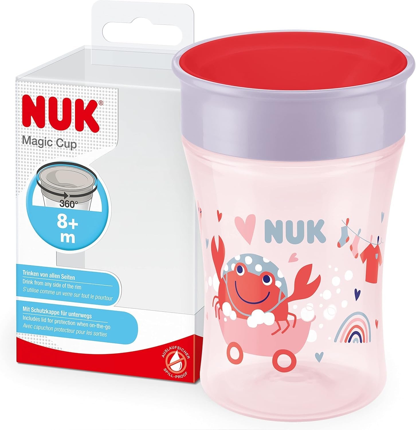 NUK Magic Cup gertuvė 230 ml Red Crab