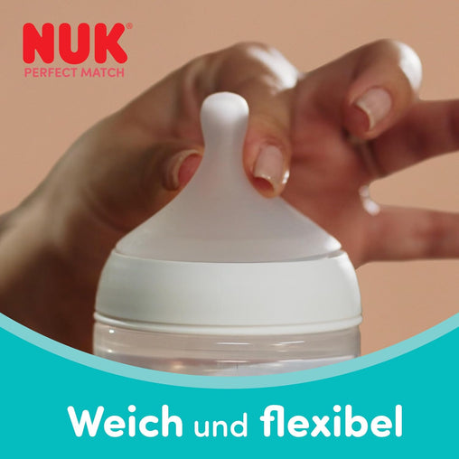 NUK Perfect Match stikliniai buteliukai kūdikiams, 4 vnt., 120 ml ir 230 ml, su silikoniniais žindukais