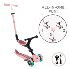 Globber paspirtukas Go Up Active Lights - Pastelinis rožinis