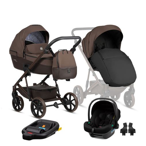 Tutis Viva6+ universalus vežimėlis kūdikiams 4in1 (067)) + Tutis Elo Lux i-Size autokėdutė ir Isofix bazė