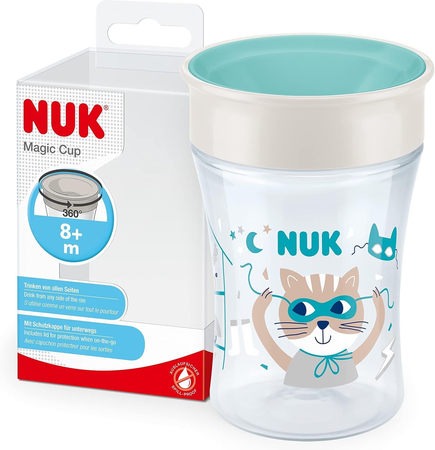 NUK Magic Cup gertuvė 230 ml Blue Cat