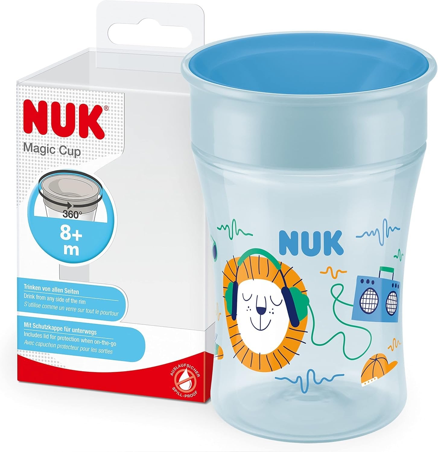 NUK Magic Cup gertuvė 230 ml Blue Hedgehog