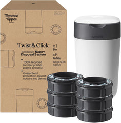 Tommee Tippee Twist and Click sauskelnių konteineris su 6 kasetėmis