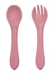 PETITE&MARS silikoninis šaukštelis ir šakutė 6m+ Dusty Rose