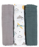 PETITE&MARS muslino vystyklai 3vnt. 68x68, Moussy - Grey Planes