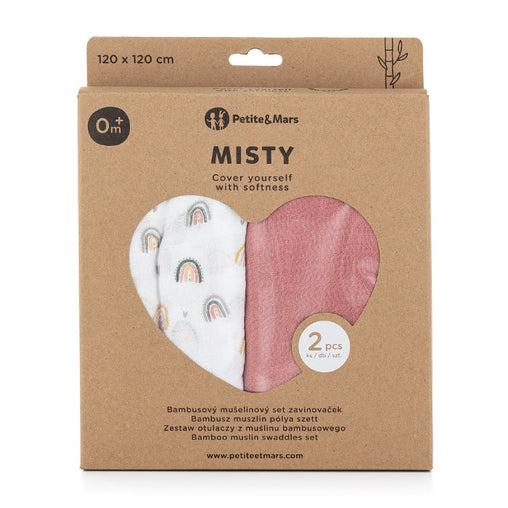 PETITE&MARS muslino vystyklai 2vnt. 120x120, Rose Rainbows