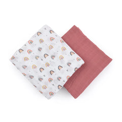 PETITE&MARS muslino vystyklai 2vnt. 120x120, Rose Rainbows