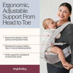 ERGOBABY nešioklė Alta Hip Seat Baby Carrier - Pearl Grey Mesh