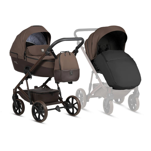 Tutis Viva6+ universalus vežimėlis kūdikiams 4in1 (067)) + Tutis Elo Lux i-Size autokėdutė ir Isofix bazė