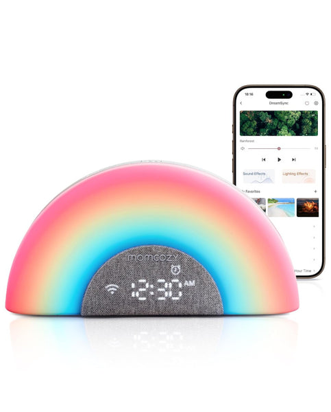 Momcozy baltojo triukšmo aparatas-žadintuvas DreamSync™ su vaivorykštės šviesa, grey