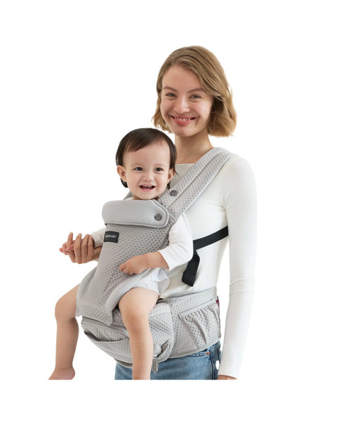 Momcozy kūdikių nešioklė Move2Fit 2in1 su klubų sėdyne, su tinkleliu, pilka