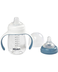 Beaba mokomasis buteliukas-gertuvė 2in1, 210 ml, windy blue