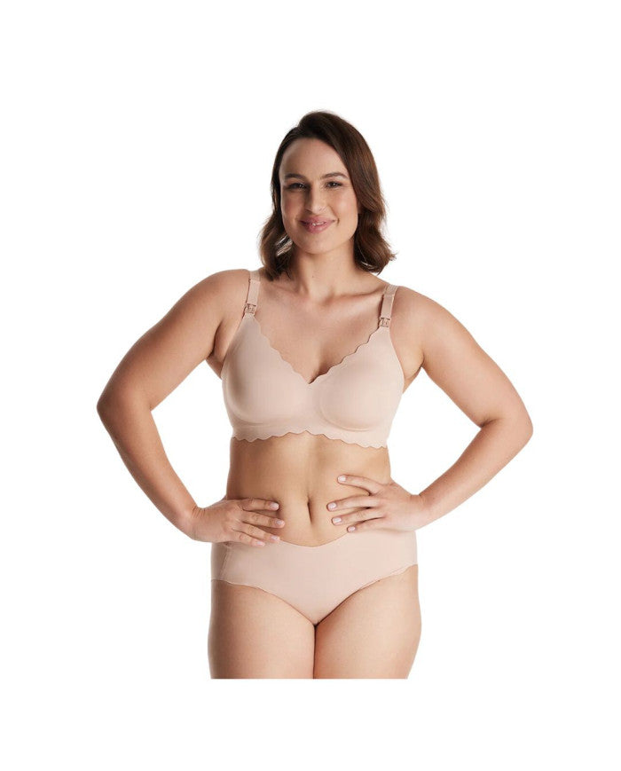 Momcozy besiūlė liemenėlė nėščiosioms ir maitinančioms Floral YN46, oyster pink, L dydis