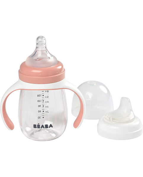 Beaba mokomasis buteliukas-gertuvė 2in1, 210 ml, old pink