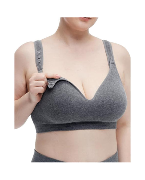 Momcozy medvilninė maitinimo liemenėlė didesnei krūtinei Busty, pilka, XL dydis