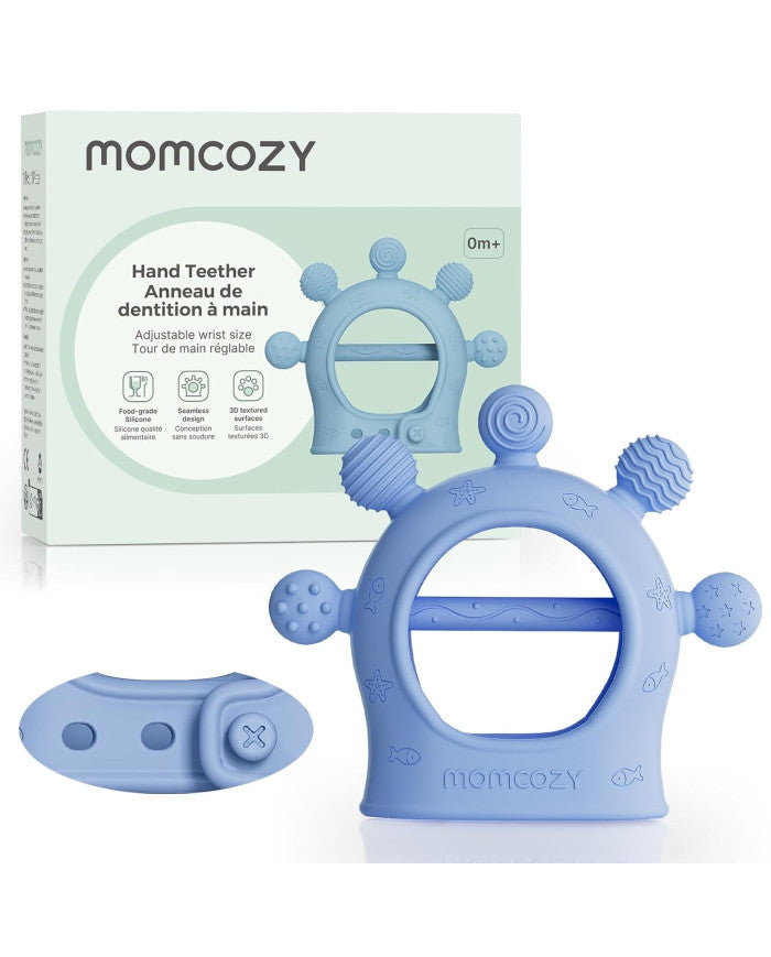 Momcozy silikoninis kramtukas kūdikiams, mėlynas