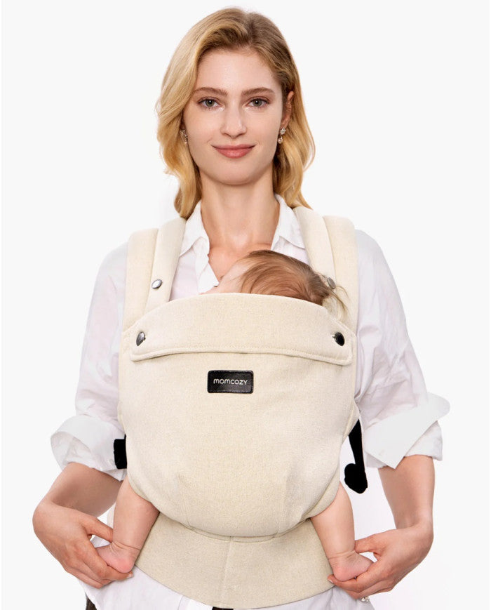 Momcozy ergonominė kūdikių nešioklė Purehug iš natūralaus lino, light amber