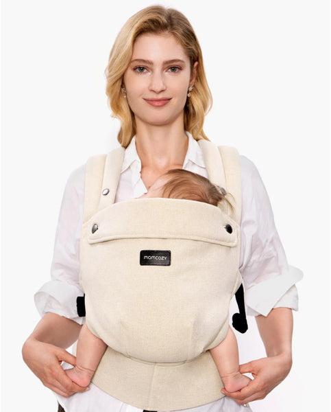 Momcozy ergonominė kūdikių nešioklė Purehug iš natūralaus lino, light amber