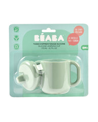 Beaba silikoninis 2-in-1 mokomasis puodelis, sage green