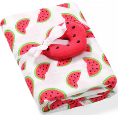 BABYONO bambukinis vystyklas kūdikiui su barškučiu - Watermelon- 536/04