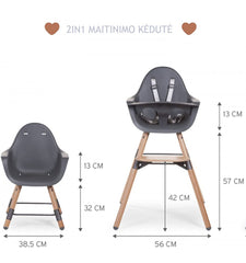 Childhome Evolu 2 maitinimo kėdutė, Natural Anthracite