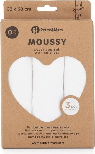 PETITE&MARS muslino vystyklai 3vnt. 68x68, Moussy - White