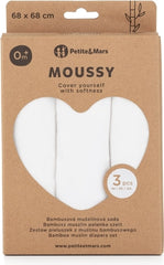 PETITE&MARS muslino vystyklai 3vnt. 68x68, Moussy - White