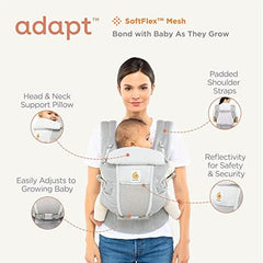 ERGOBABY nešioklė ADAPT Softflex - Pearl Grey Mesh