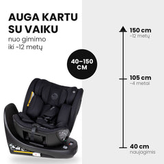 Tutis Beno 360+  (40–150 cm) autokėdutė su ISOFIX baze - Spalva - Black