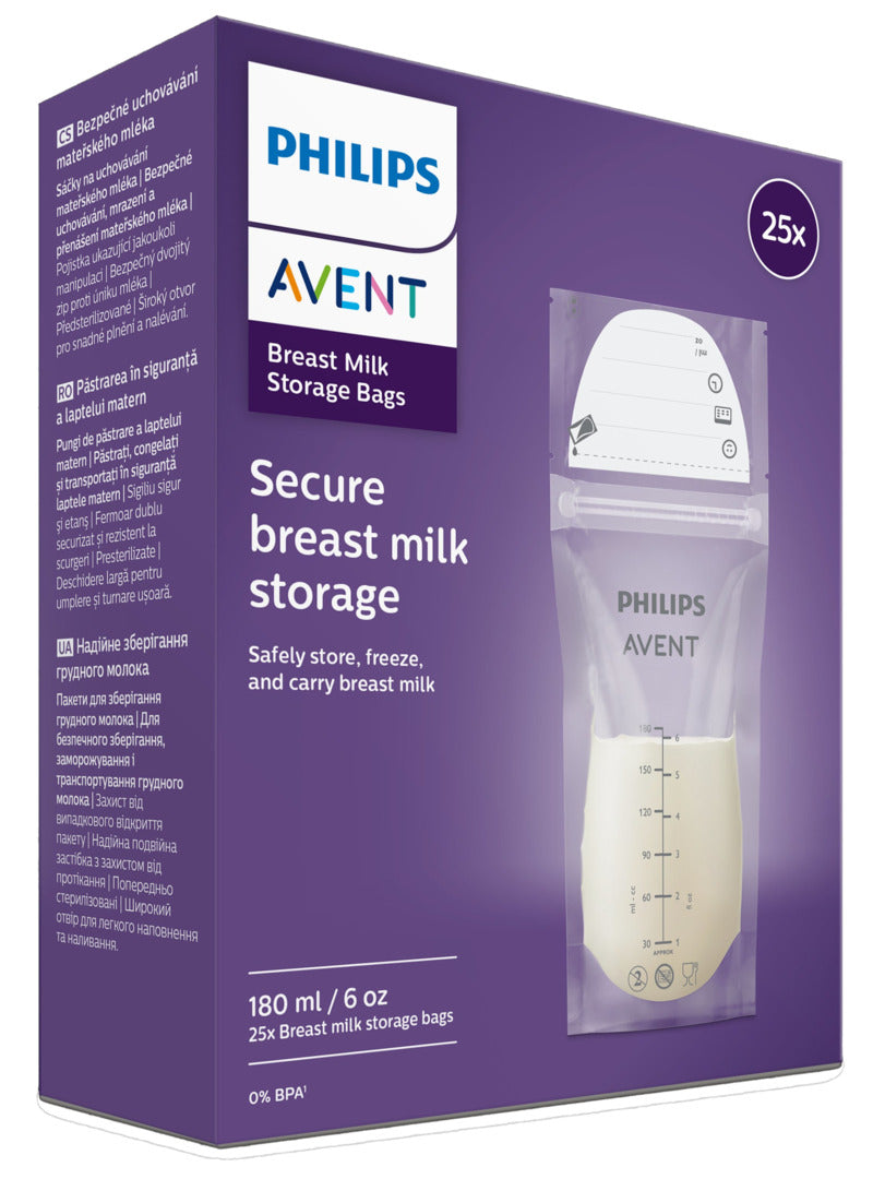 Philips Avent pieno laikymo maišeliai SCF603/25 -180 ml, 25 vnt.