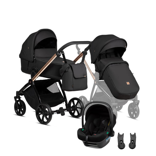 Tutis Mio Plus Thermo Black Edition universalus vežimėlis 3in1 (292) + Tutis Elo Lux i-Size autokėdutė
