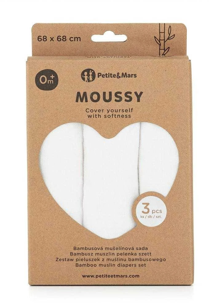 PETITE&MARS muslino vystyklai 3vnt. 68x68, Moussy - White