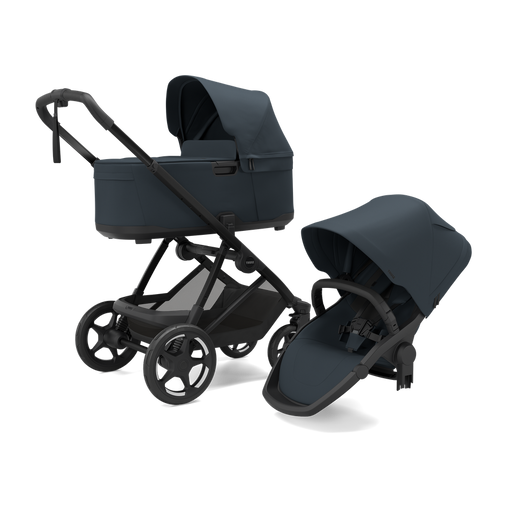 Thule Charm universalus vežimėlis 3in1 Darkest Blue + Thule Maple Connect Darkest Blue autokėdutė