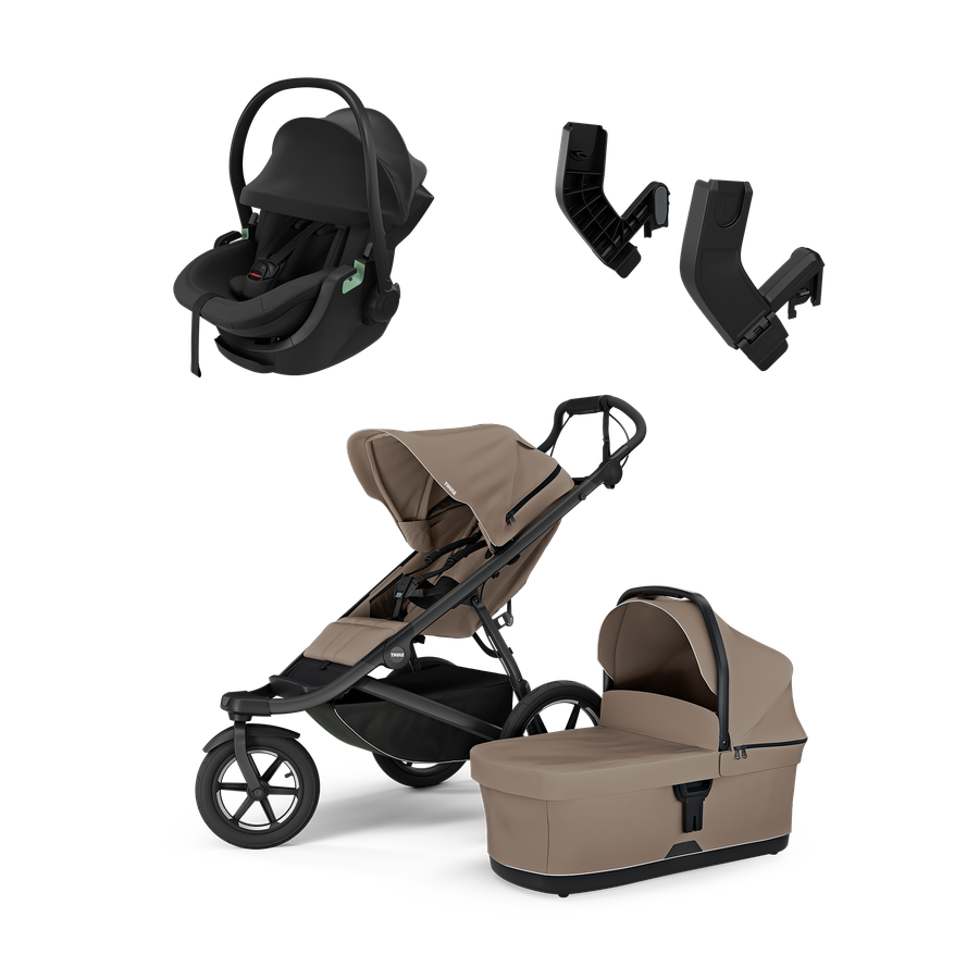 Thule Urban Glide 3 universalus vežimėlis 3in1 Tinted Taupe on Black + Thule Maple Connect autokėdutė