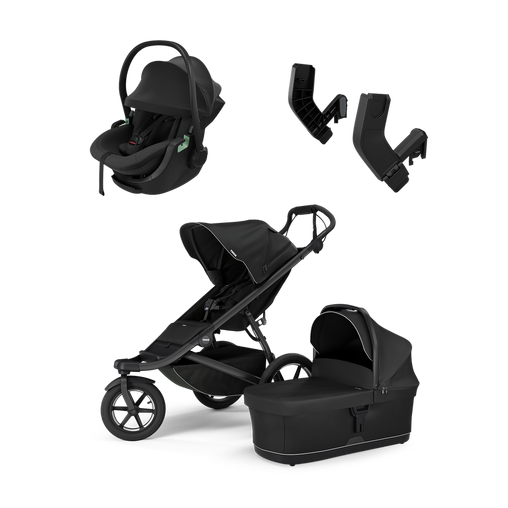 Thule Urban Glide 3 universalus vežimėlis 3in1 Black on Black + Thule Maple Connect autokėdutė