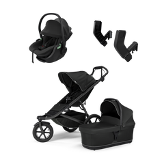 Thule Urban Glide 3 universalus vežimėlis 3in1 Black on Black + Thule Maple Connect autokėdutė