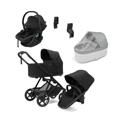 Thule Charm universalus vežimėlis 3in1 Black + Thule Maple Connect Black autokėdutė