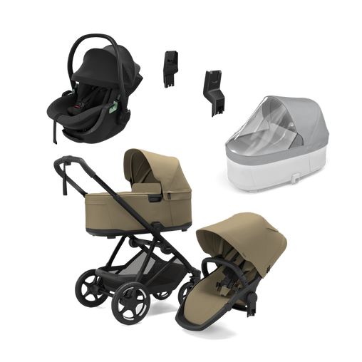 Thule Charm universalus vežimėlis 3in1 Faded Khaki + Thule Maple Connect Black autokėdutė