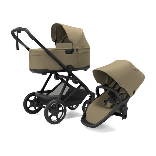 Thule Charm universalus vežimėlis 3in1 Faded Khaki + Thule Maple Connect Black autokėdutė