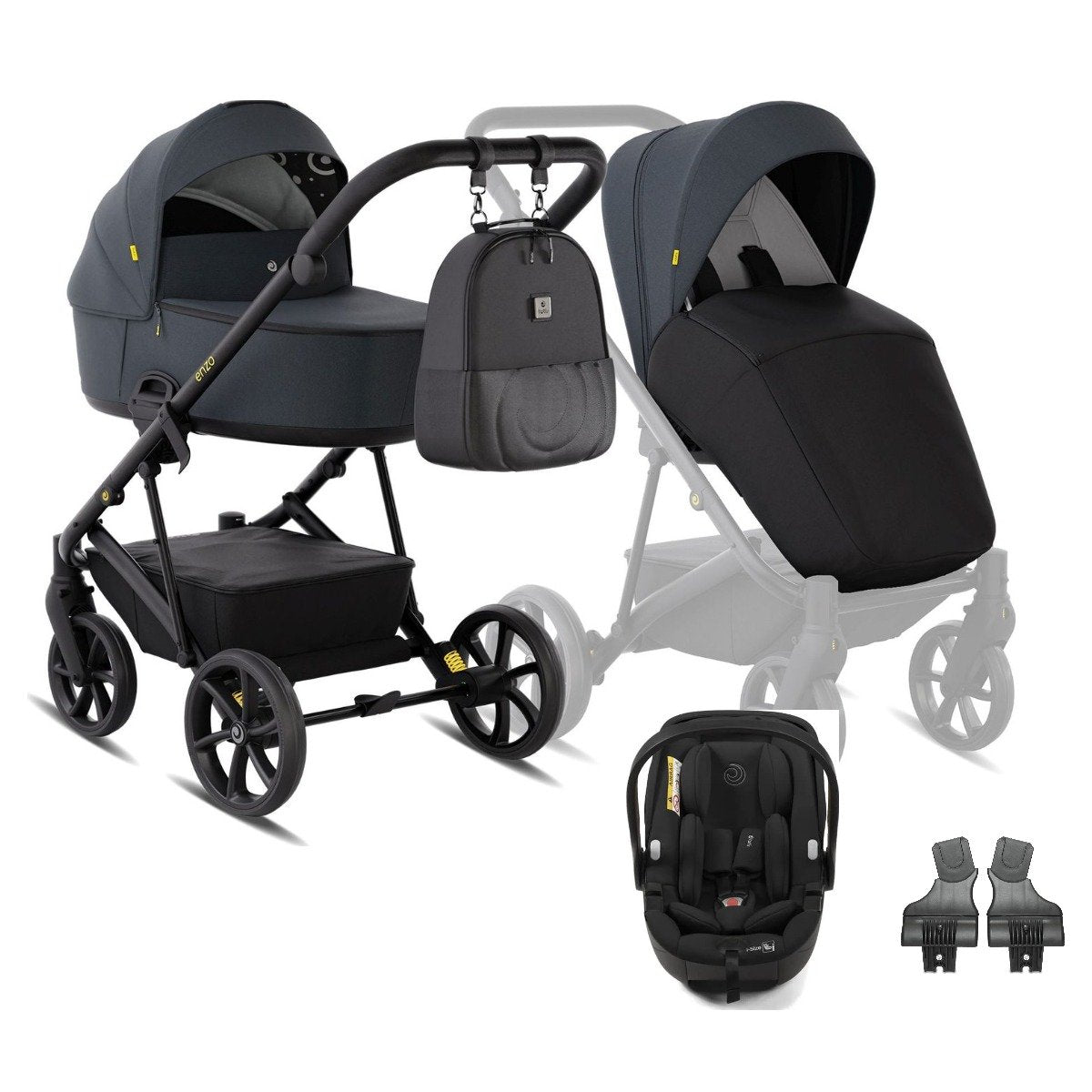 Tutis Enzo universalus vežimėlis 3in1 (546) Anthracite + Tutis Beno i-Size autokėdutė