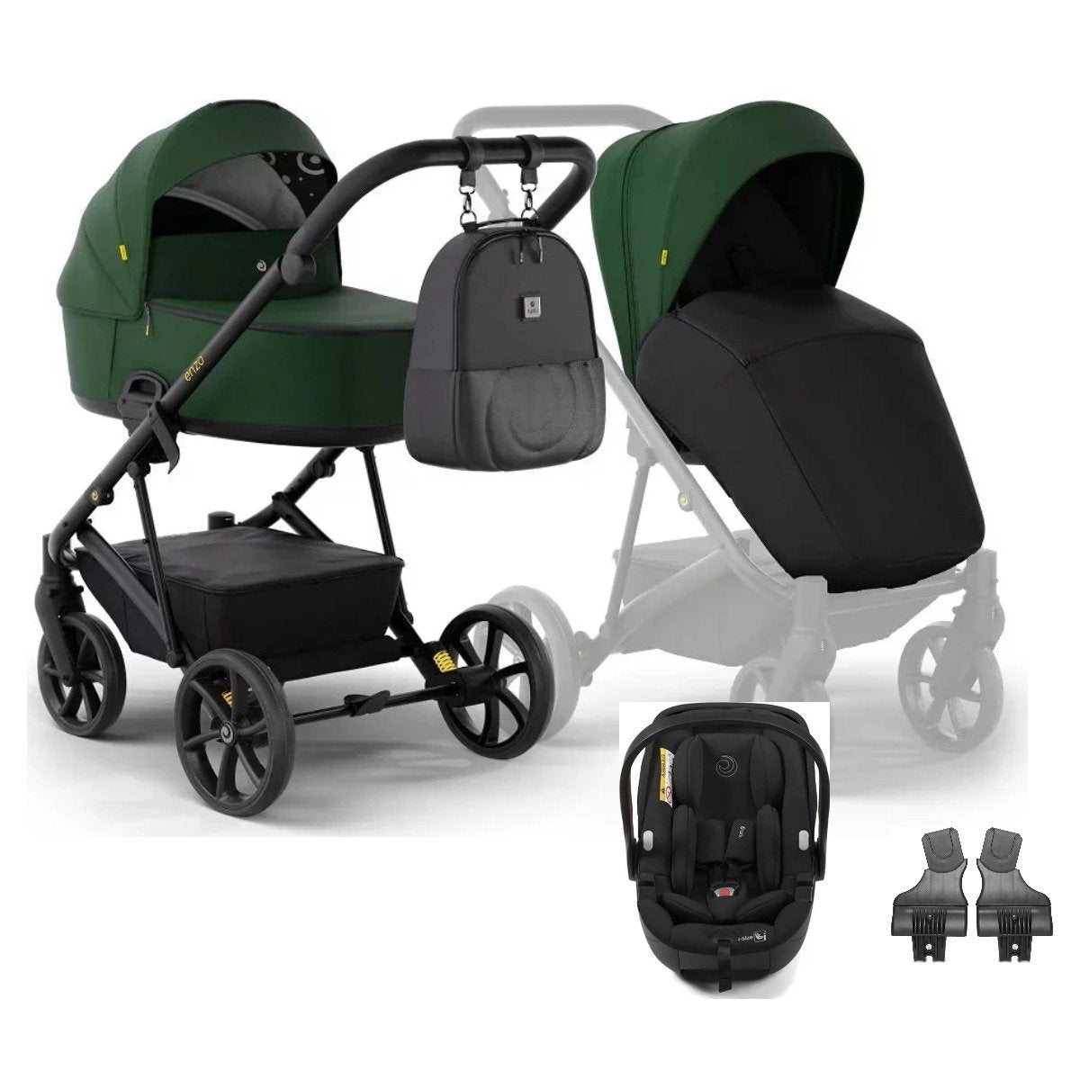 Tutis Enzo universalus vežimėlis 3in1 (547) Green + Tutis Beno i-Size autokėdutė