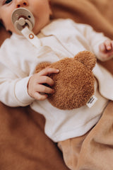 Wooly Organic čiulptuko laikiklis meškiukas, Caramel Brown