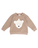 Wooly Organic siuvinėtas džemperis su meškiuku GOTS, Taupe