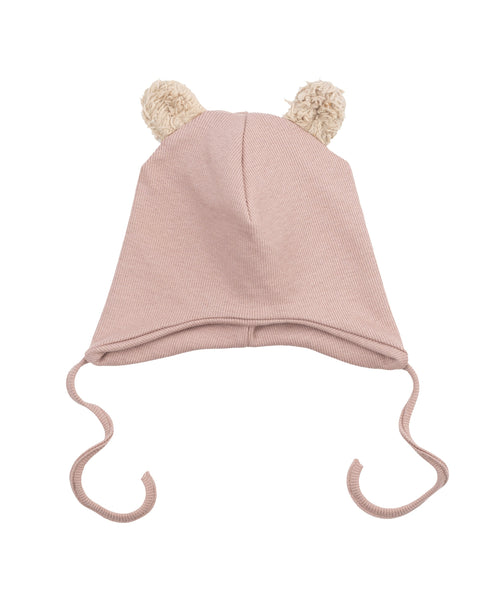 Wooly Organic kepurė su meškiuko ausytėmis GOTS, Rosewood